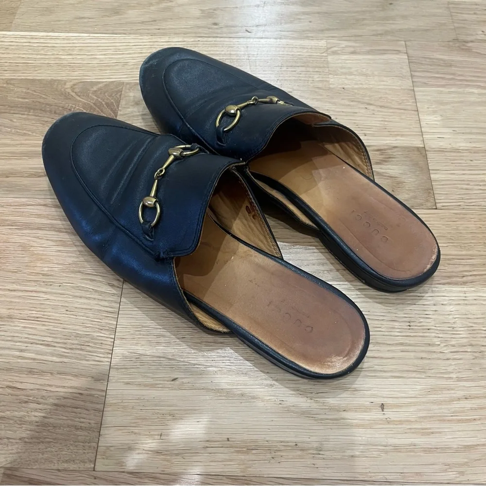 Gucci Black Leather Horsebit Mules - Picture 4 of 6